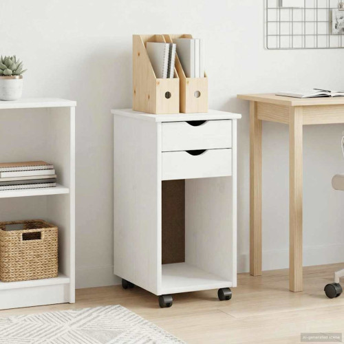 vidaXL Rullande skåp Vit 34 x 39 x 65,5 cm Massivt furu