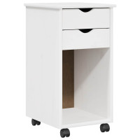 Produktbild för Rullande skåp Vit 34 x 39 x 65,5 cm Massivt furu