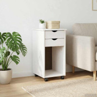 Produktbild för Rullande skåp Vit 34 x 39 x 65,5 cm Massivt furu