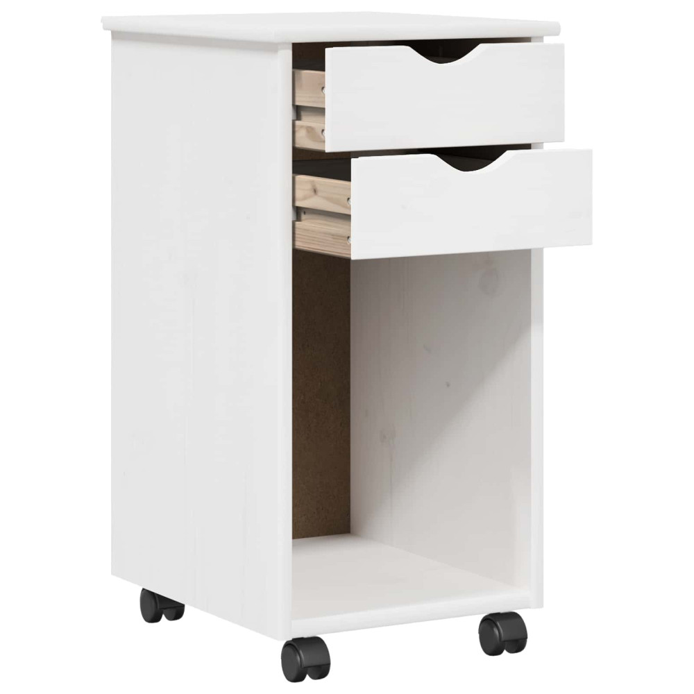 Produktbild för Rullande skåp Vit 34 x 39 x 65,5 cm Massivt furu
