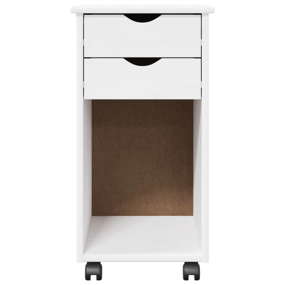 Produktbild för Rullande skåp Vit 34 x 39 x 65,5 cm Massivt furu