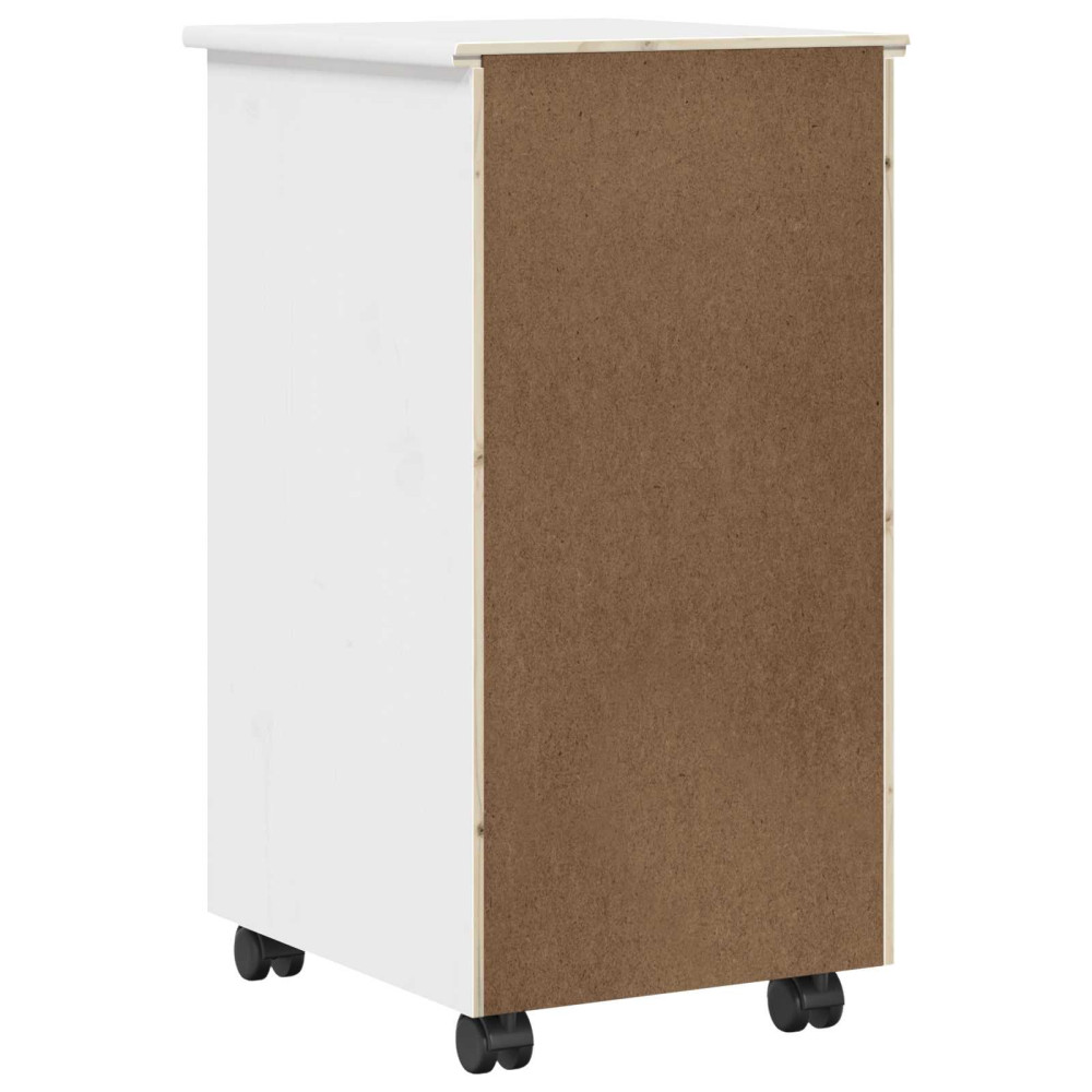 Produktbild för Rullande skåp Vit 34 x 39 x 65,5 cm Massivt furu