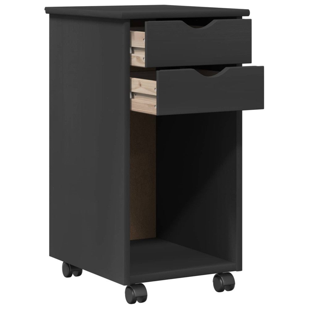 Produktbild för Rullande skåp Grå 34 x 39 x 65,5 cm Massivt furu