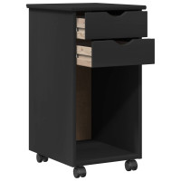 Produktbild för Rullande skåp Svart 34 x 39 x 65,5 cm Massivt furu