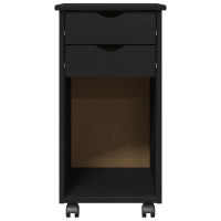 Produktbild för Rullande skåp Svart 34 x 39 x 65,5 cm Massivt furu