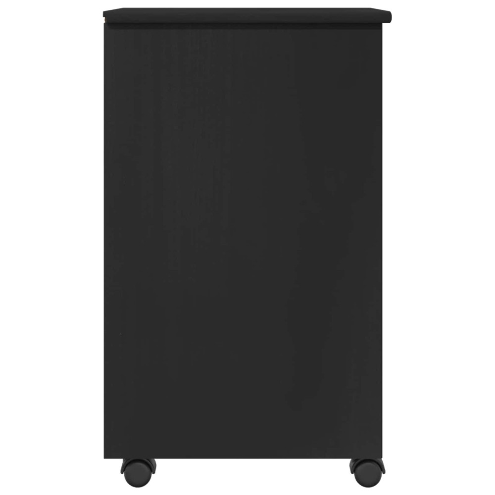 Produktbild för Rullande skåp Svart 34 x 39 x 65,5 cm Massivt furu