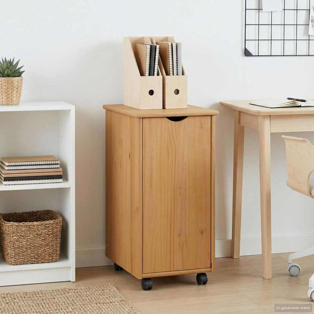 Produktbild för Rullande skåp Honung brun 34 x 39 x 65,5 cm Massiv furu