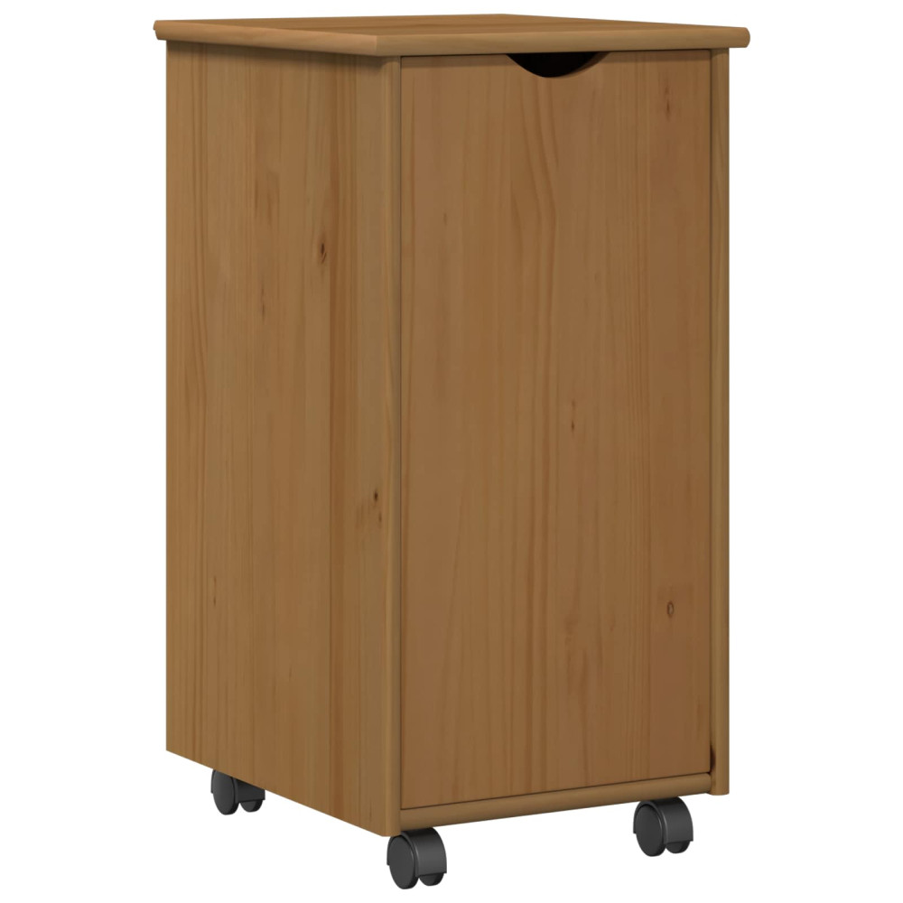 Produktbild för Rullande skåp Honung brun 34 x 39 x 65,5 cm Massiv furu