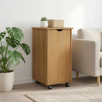 Produktbild för Rullande skåp Honung brun 34 x 39 x 65,5 cm Massiv furu