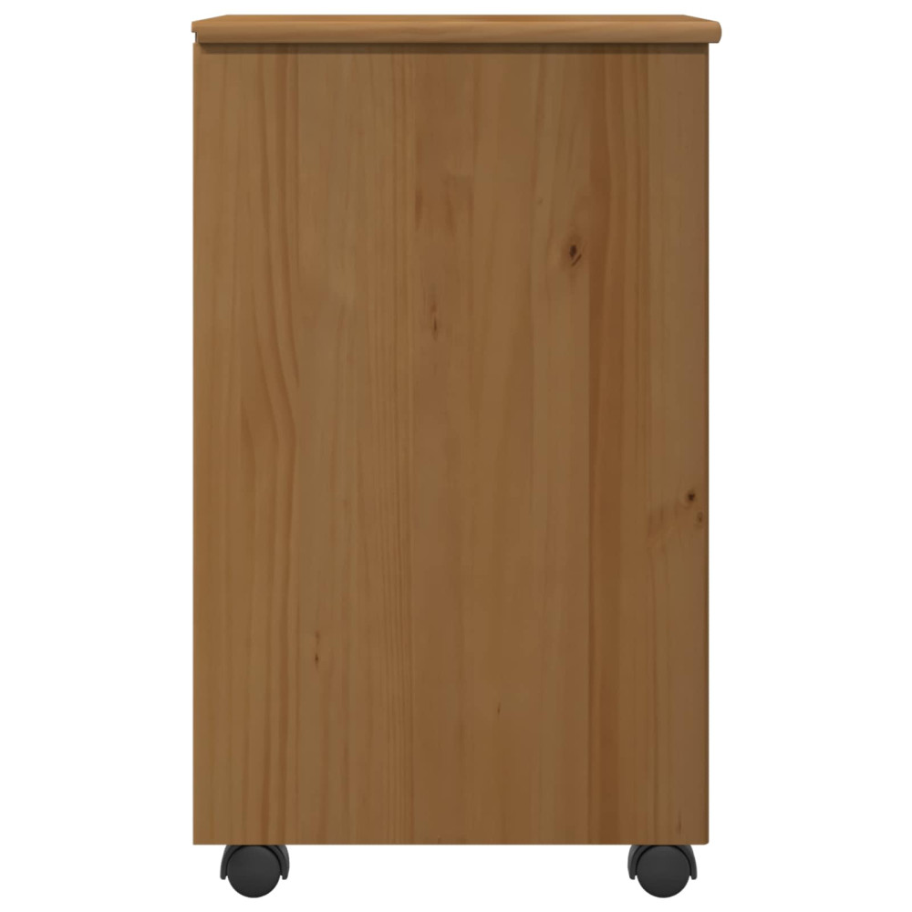 Produktbild för Rullande skåp Honung brun 34 x 39 x 65,5 cm Massiv furu