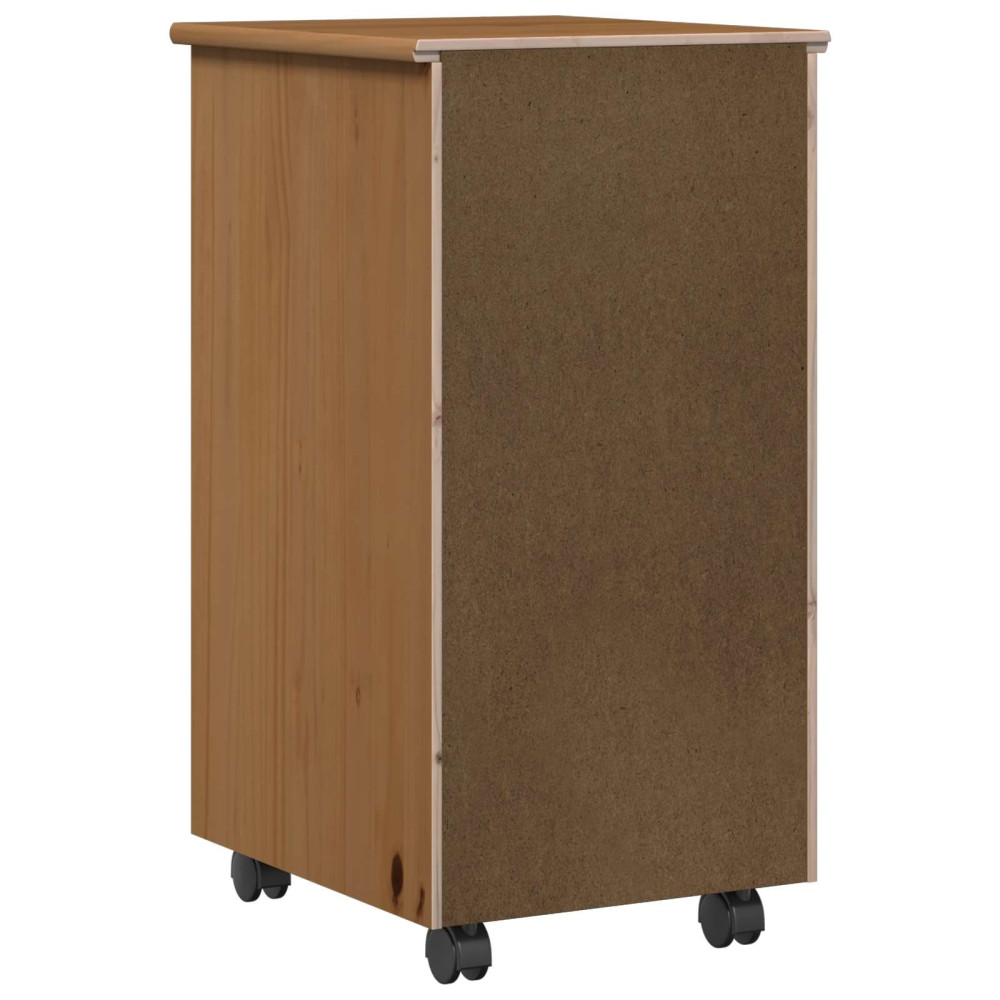 Produktbild för Rullande skåp Honung brun 34 x 39 x 65,5 cm Massiv furu