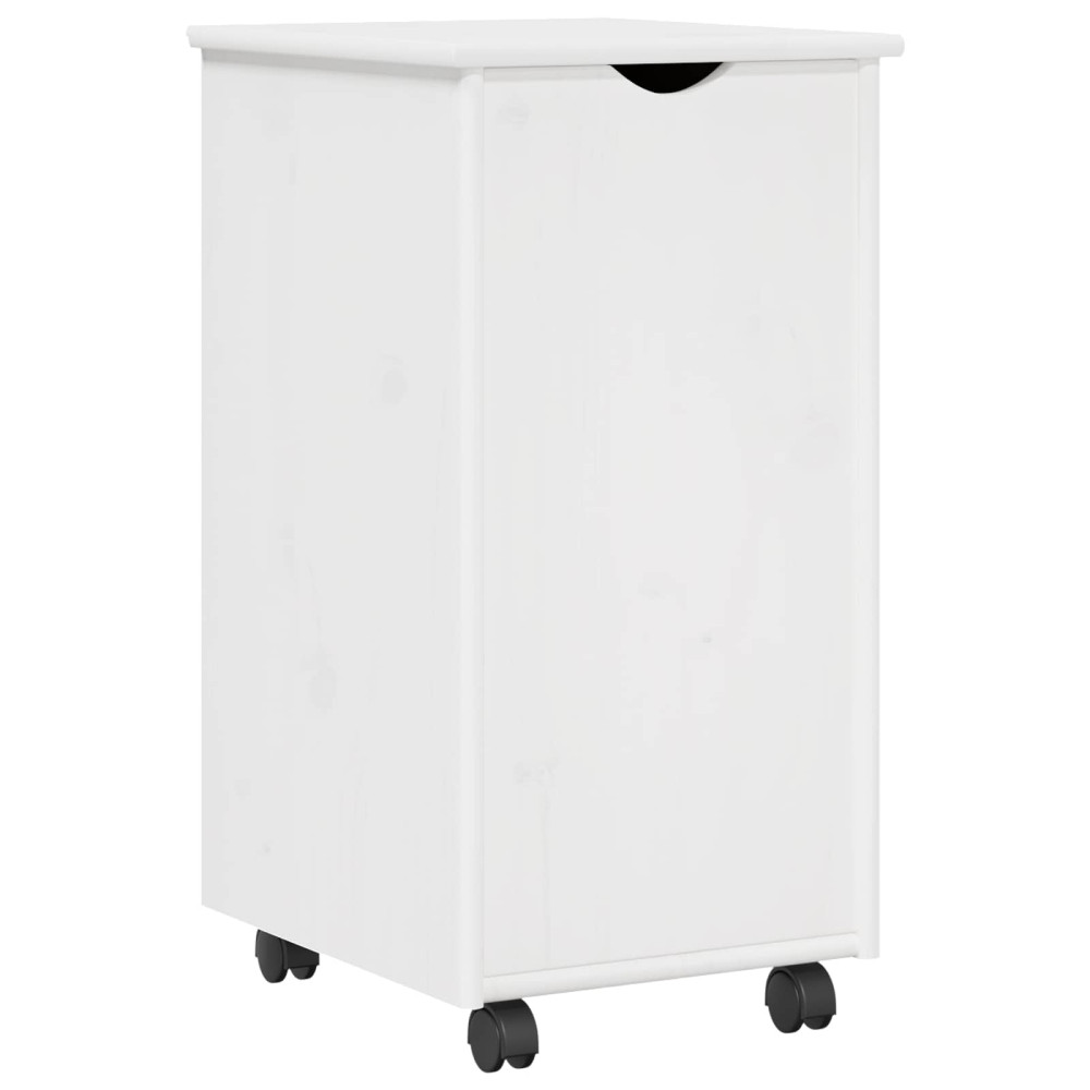Produktbild för Rullande skåp med hjul Vit 34 x 39 x 65,5 cm Massiv furu