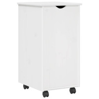 Produktbild för Rullande skåp med hjul Vit 34 x 39 x 65,5 cm Massiv furu