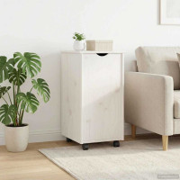 Produktbild för Rullande skåp med hjul Vit 34 x 39 x 65,5 cm Massiv furu