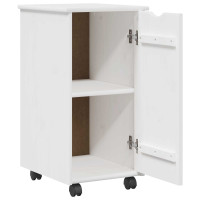 Produktbild för Rullande skåp med hjul Vit 34 x 39 x 65,5 cm Massiv furu