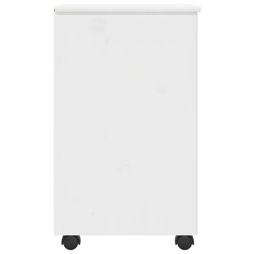 Produktbild för Rullande skåp med hjul Vit 34 x 39 x 65,5 cm Massiv furu