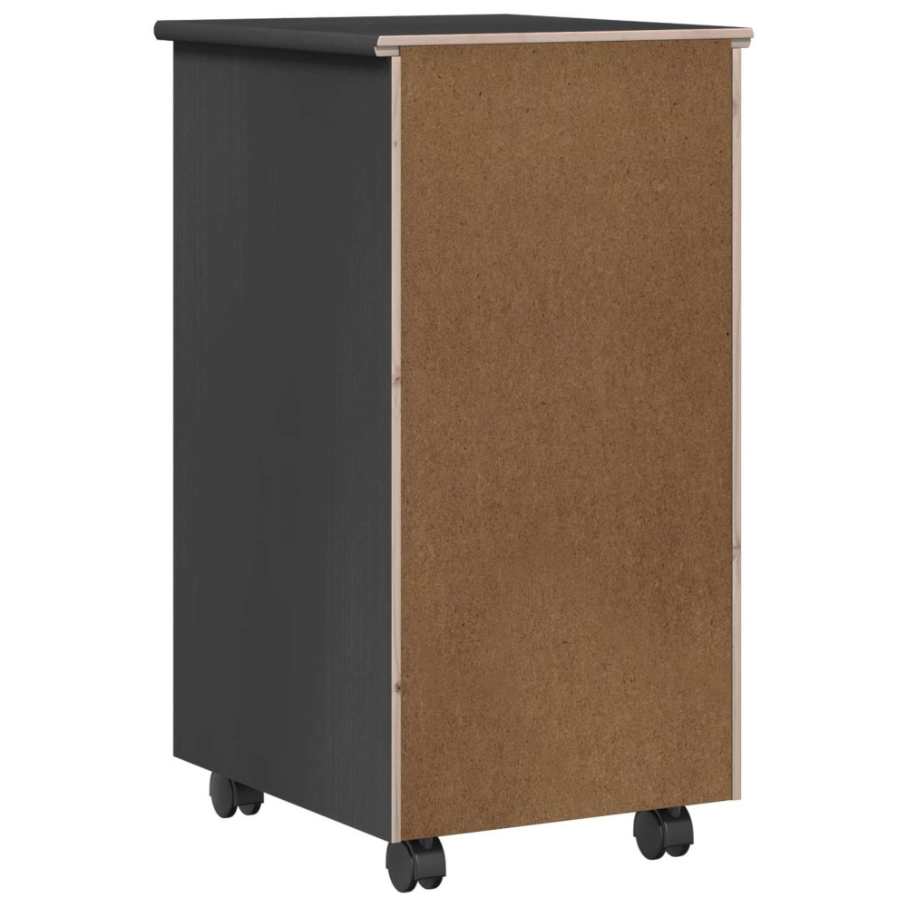 Produktbild för Rullande skåp med hjul Grå 34 x 39 x 65,5 cm Massiv furu