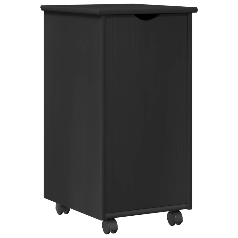 Produktbild för Rullande skåp med hjul Svart 34 x 39 x 65,5 cm Massiv furu