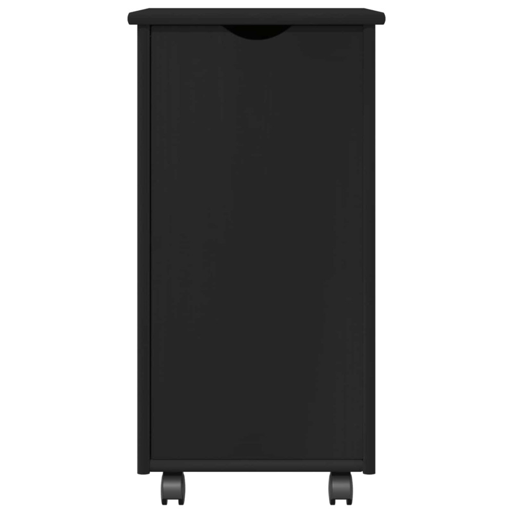 Produktbild för Rullande skåp med hjul Svart 34 x 39 x 65,5 cm Massiv furu