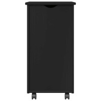 Produktbild för Rullande skåp med hjul Svart 34 x 39 x 65,5 cm Massiv furu