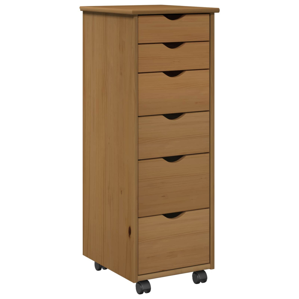 Produktbild för Rullande skåp Honung brun 34 x 39 x 93,5 cm Massiv furu