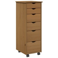 Produktbild för Rullande skåp Honung brun 34 x 39 x 93,5 cm Massiv furu