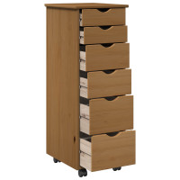 Produktbild för Rullande skåp Honung brun 34 x 39 x 93,5 cm Massiv furu