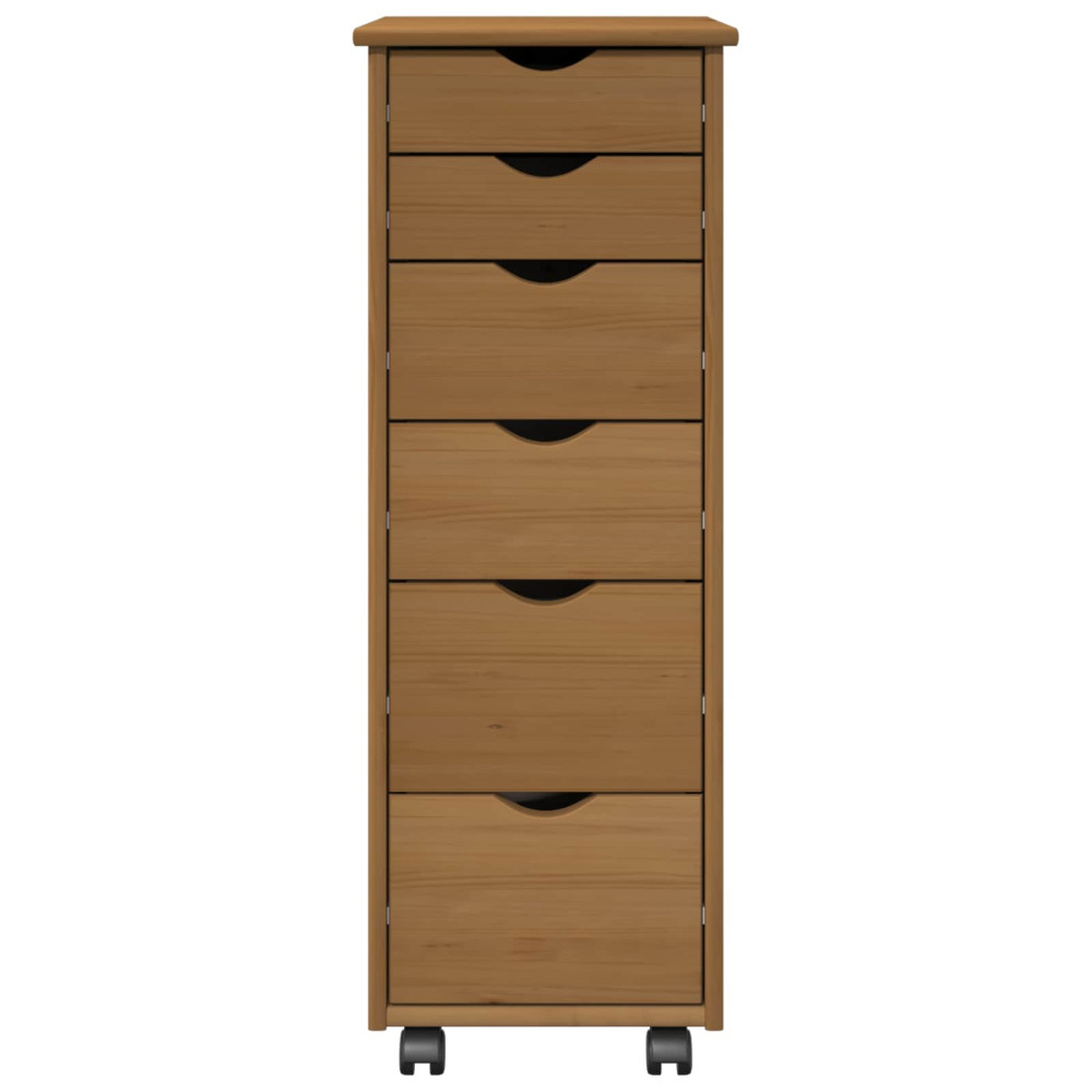 Produktbild för Rullande skåp Honung brun 34 x 39 x 93,5 cm Massiv furu