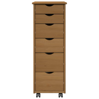 Produktbild för Rullande skåp Honung brun 34 x 39 x 93,5 cm Massiv furu