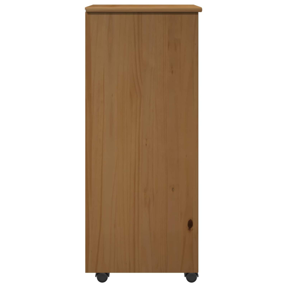 Produktbild för Rullande skåp Honung brun 34 x 39 x 93,5 cm Massiv furu