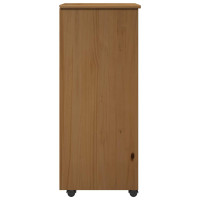 Produktbild för Rullande skåp Honung brun 34 x 39 x 93,5 cm Massiv furu