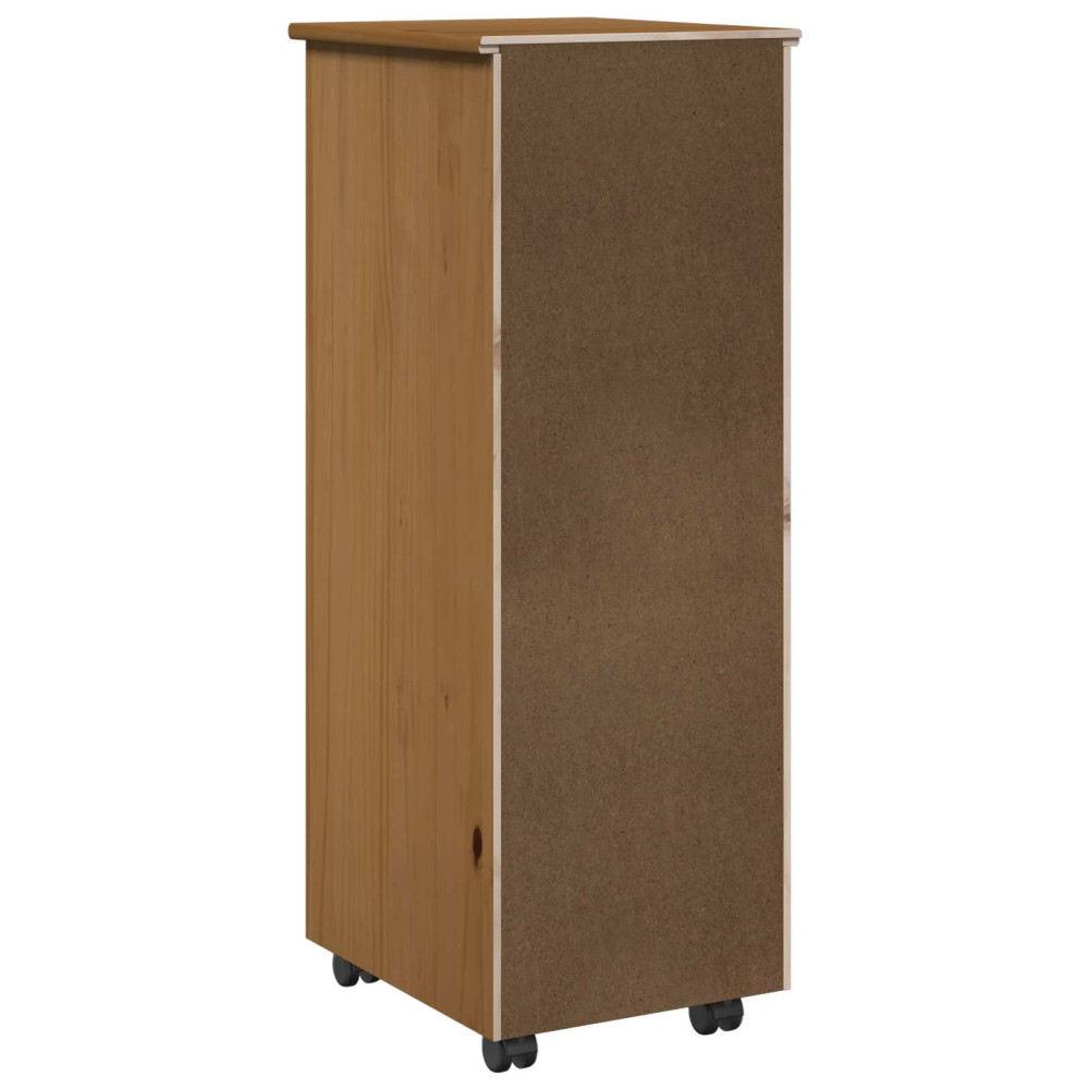 Produktbild för Rullande skåp Honung brun 34 x 39 x 93,5 cm Massiv furu
