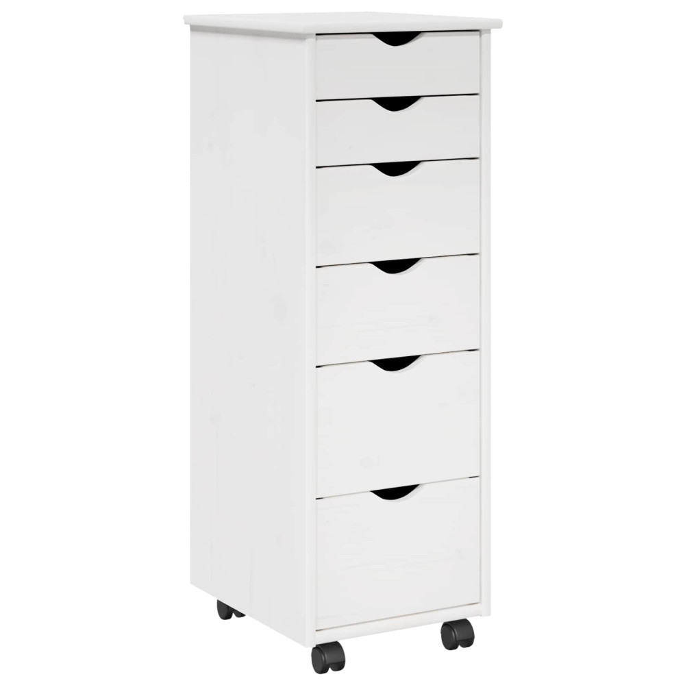 Produktbild för Rullande skåp med hjul Vit 34 x 39 x 93,5 cm Massiv furu