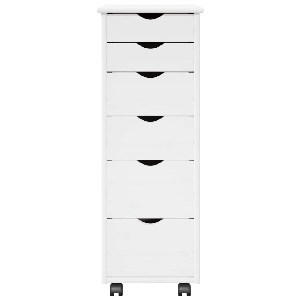 Produktbild för Rullande skåp med hjul Vit 34 x 39 x 93,5 cm Massiv furu