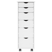 Produktbild för Rullande skåp med hjul Vit 34 x 39 x 93,5 cm Massiv furu