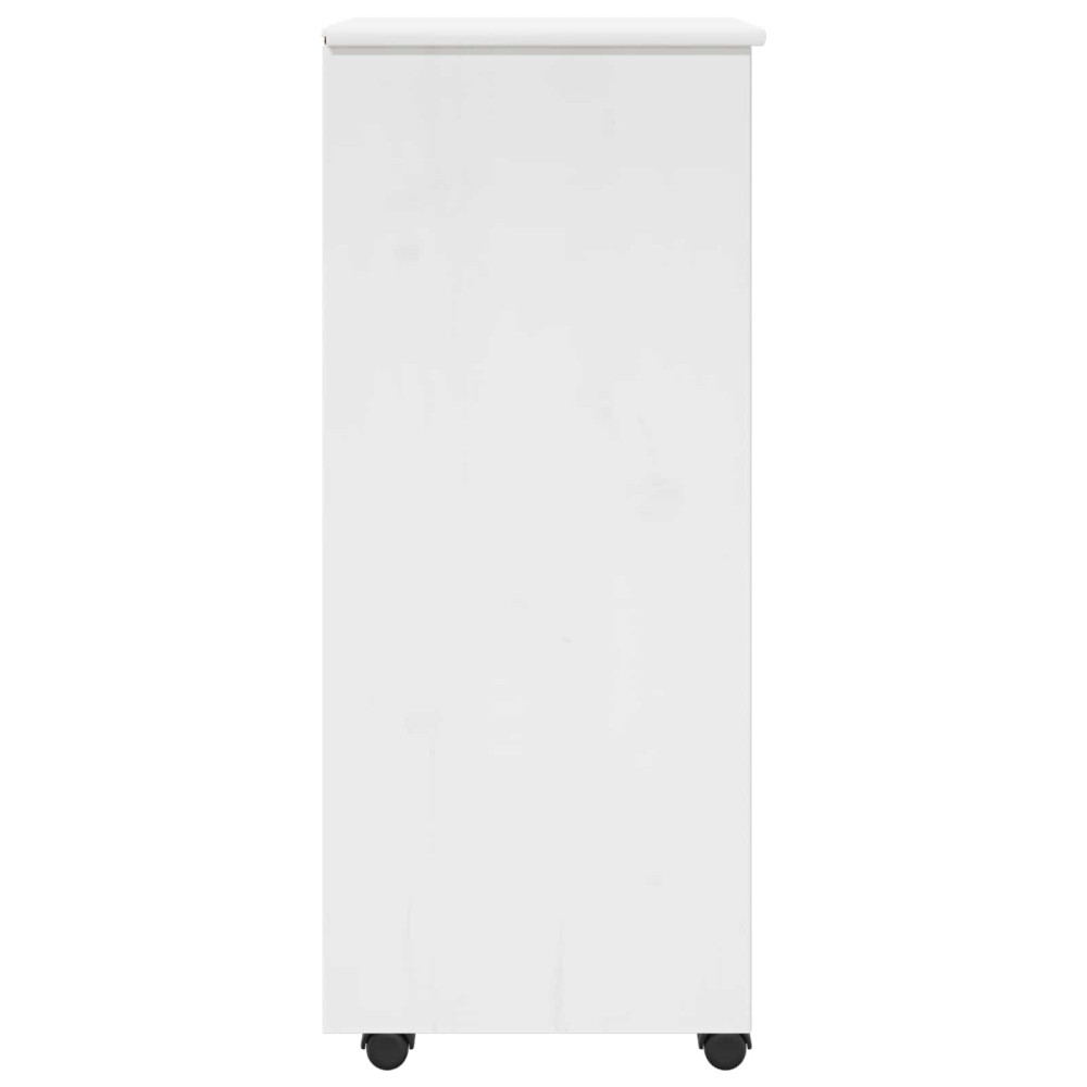 Produktbild för Rullande skåp med hjul Vit 34 x 39 x 93,5 cm Massiv furu