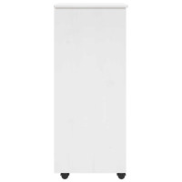 Produktbild för Rullande skåp med hjul Vit 34 x 39 x 93,5 cm Massiv furu