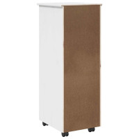 Produktbild för Rullande skåp med hjul Vit 34 x 39 x 93,5 cm Massiv furu