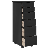 Produktbild för Rullande skåp med hjul Svart 34 x 39 x 93,5 cm Massiv furu