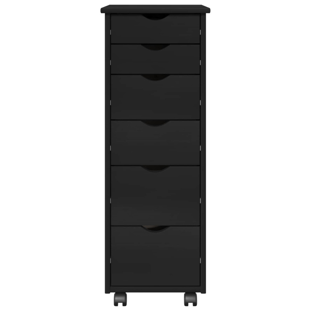 Produktbild för Rullande skåp med hjul Svart 34 x 39 x 93,5 cm Massiv furu