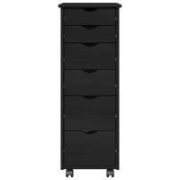 Produktbild för Rullande skåp med hjul Svart 34 x 39 x 93,5 cm Massiv furu