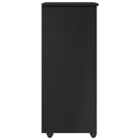 Produktbild för Rullande skåp med hjul Svart 34 x 39 x 93,5 cm Massiv furu