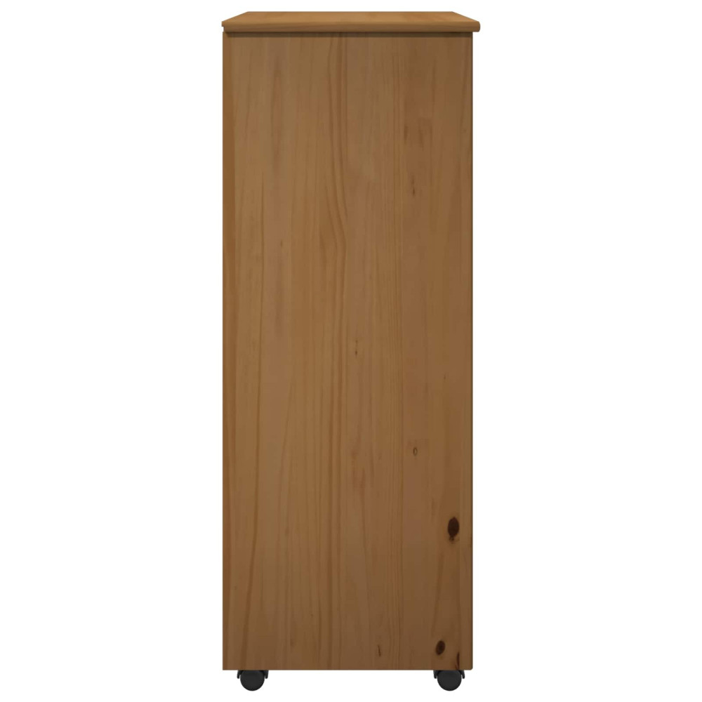 Produktbild för Rullande skåp med hjul Honung brun 53 x 39 x 103 cm Massiv furu