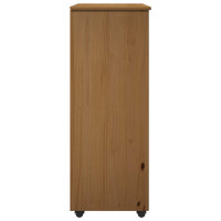 Produktbild för Rullande skåp med hjul Honung brun 53 x 39 x 103 cm Massiv furu