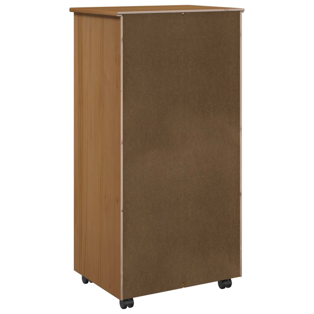 Produktbild för Rullande skåp med hjul Honung brun 53 x 39 x 103 cm Massiv furu