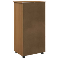 Produktbild för Rullande skåp med hjul Honung brun 53 x 39 x 103 cm Massiv furu