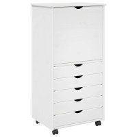 Produktbild för Rullande skåp med hjul Vit 53 x 39 x 103 cm Massiv furu