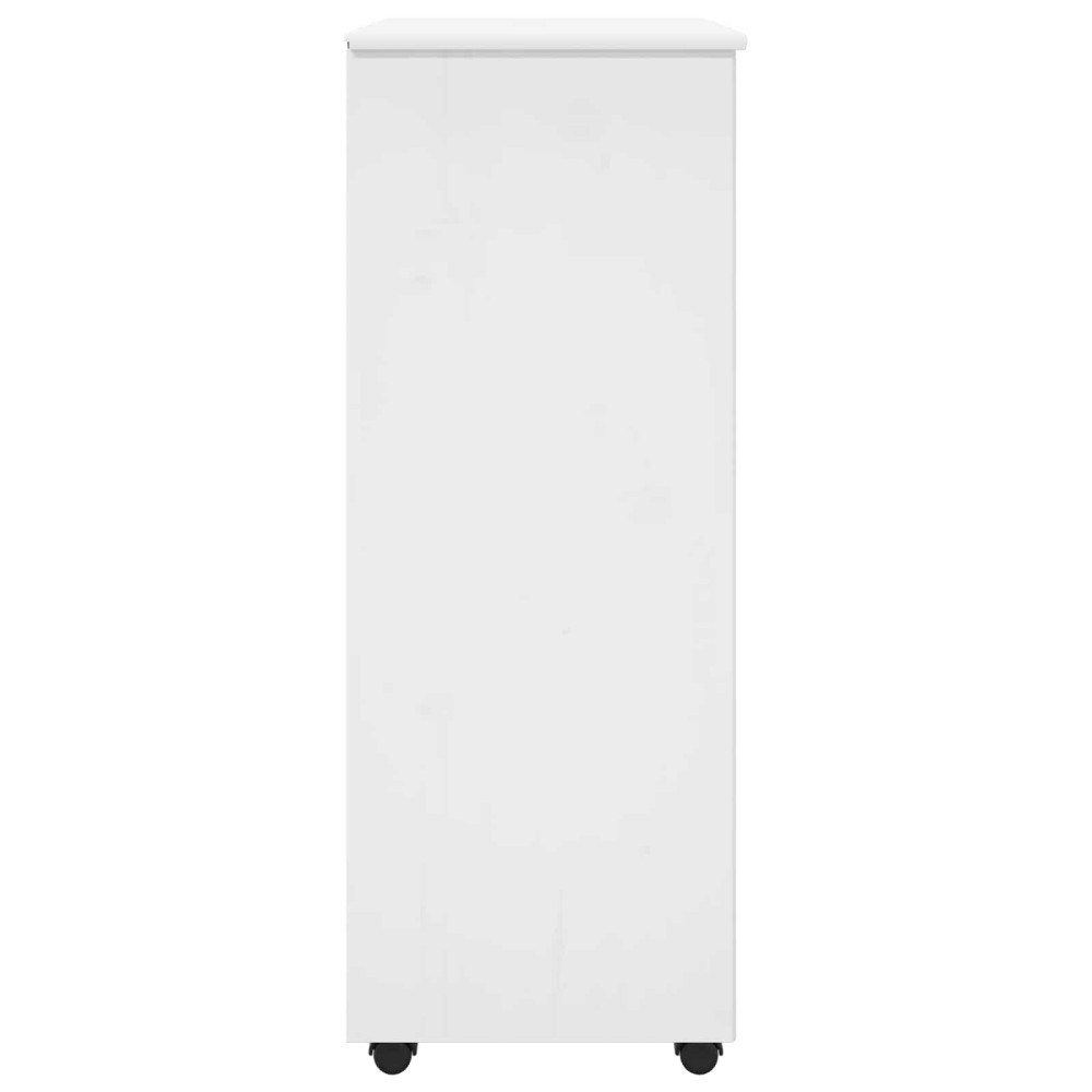 Produktbild för Rullande skåp med hjul Vit 53 x 39 x 103 cm Massiv furu