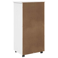 Produktbild för Rullande skåp med hjul Vit 53 x 39 x 103 cm Massiv furu