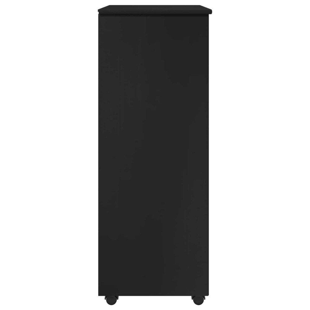 Produktbild för Rullande skåp med hjul Svart 53 x 39 x 103 cm Massiv furu